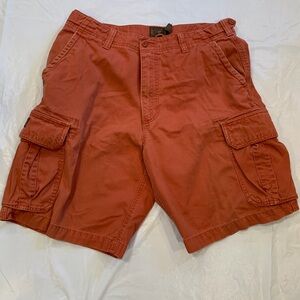American Eagle Shorts Men's 34x10 Orange Cargo Y2K 100% Cotton
